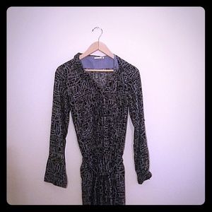 Blue and white printed pant suit